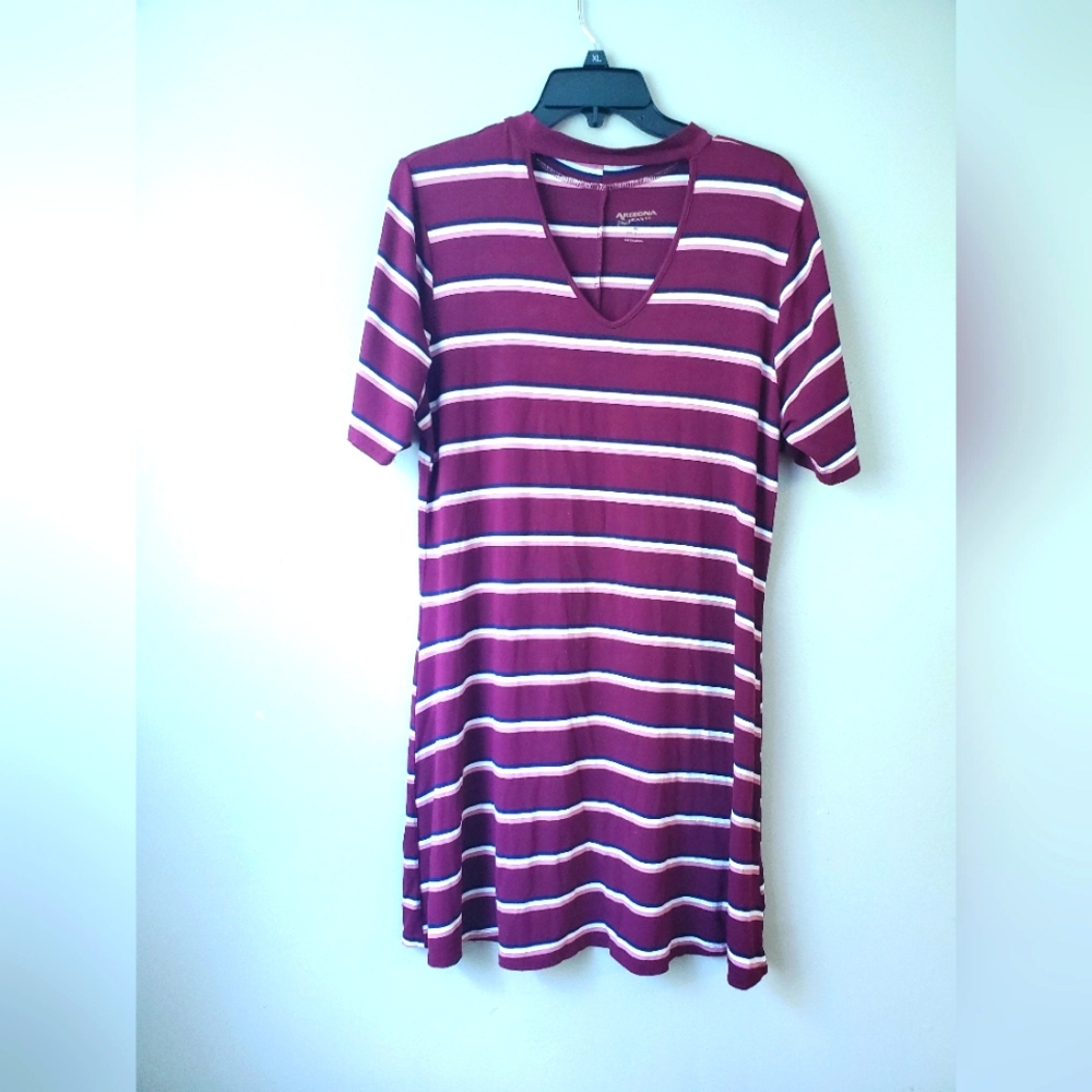 Arizona Jeans Co JRS Plus Striped Short Sleeve Dress